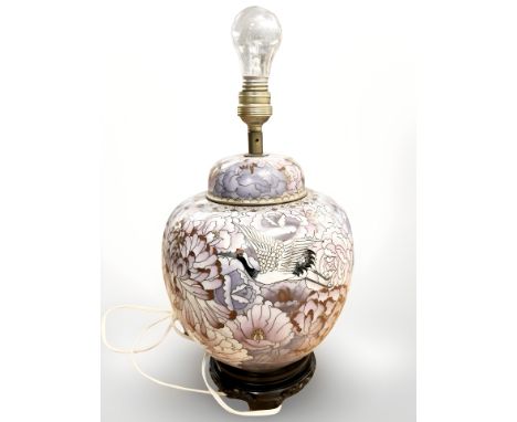 A cloisonne enamelled table lamp, height 29 cm 