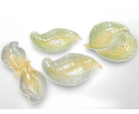 A set of four Sylvac leaf dishes, largest diameter 29 cm.