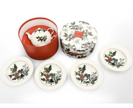 A Portmeirion tea for one service in box, together with eight Portmeirion holly and ivy bowls 