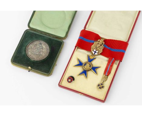 A gilt metal and enamel Military and Hospitaller Order of St. Mary of Bethlehem, Commander, with miniature and stud, in fitte