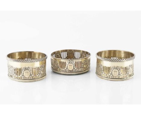 A small quantity of assorted silver plated items, to include a pair of 19th century pierce decorated bottle coasters, a simil