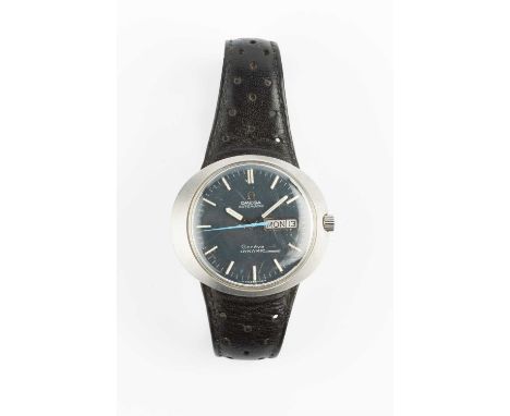 A stainless steel 'Dynamic' automatic wristwatch by Omega, circa 1970, the circular dial with baton markers, day/date display