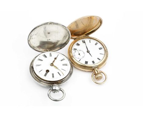 A George III silver hunter pocket watch, the white enamel dial with Roman numerals, to a key wind verge movement signed Revis