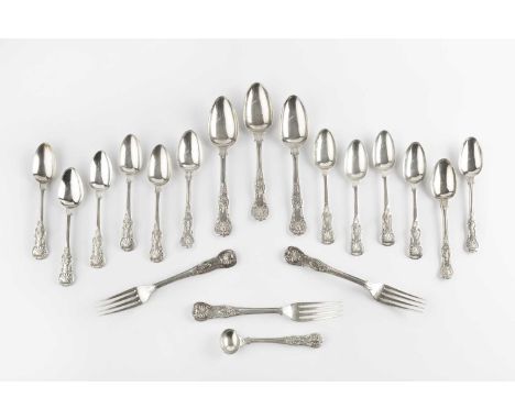 A set of nine William IV silver King's pattern tea spoons, by Reid &amp; Sons, Newcastle 1833, and assorted other silver King