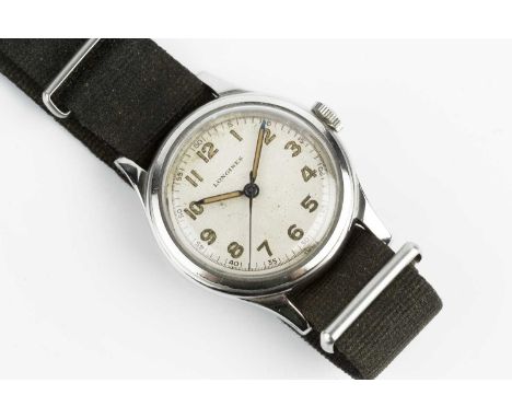 A stainless steel wristwatch by Longines, the circular dial with Arabic numerals, centre seconds hand and outer scale 0-60, t