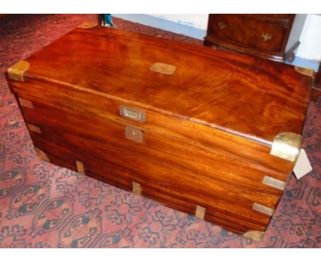 TRUNK, 19th century camphorwood and brass bound with rising lid and carrying handles, 52cm D x 105cm W x 47cm H. 