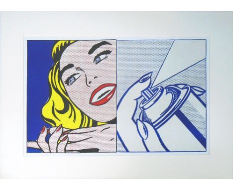ROY LICHTENSTEIN (American, 1923-1997), 'Girl and Spray Can', 1964, lithograph, 43cm x 71.5cm, framed. 