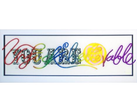 COURTY, 'Unbelievable', lithograph and glitter, 37cm x 110cm, framed. 