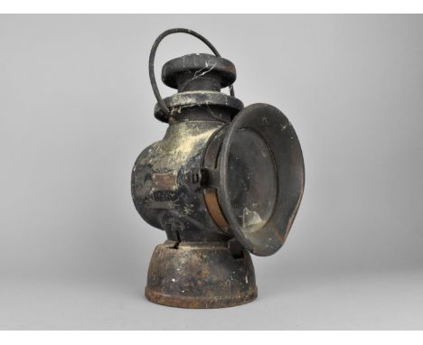 A Vintage King of The Road Oil Fired Side Lamp by Lucas, 35cms High 