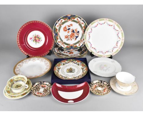 A Collection of Various Ceramics to Comprise Spode Plates, Crown Derby Imari Coffee Can Saucers, Minton Tea Trio etc 