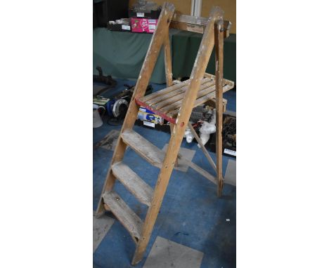 A Vintage Prestige Woodware Three Step Wooden Step Ladder 