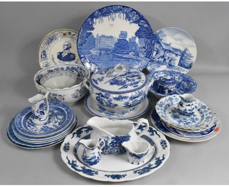 A Collection of Various Blue and White Ceramics to Comprise Willow Pattern Plates, Lidded Tureen and Stand, Spode Italian Pat