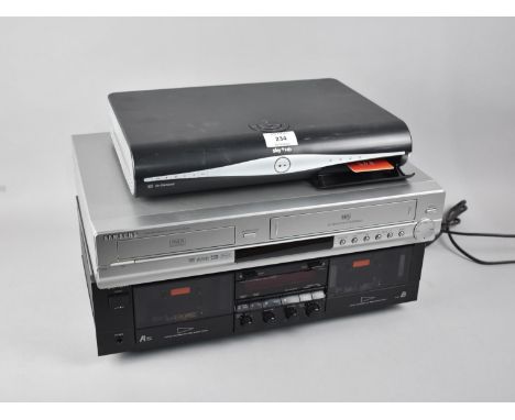 A Sky 3D "On Demand" Box, A Samsung DVD and VCR Recorder and a Denon Cassette Tape Deck DRW-750 