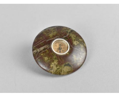 A Souvenir Circular Serpentine Marble Compass, 5cms Diameter 