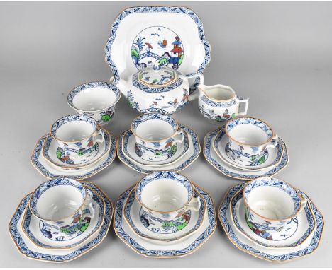 A Westover Pattern Tea Set to Comprise Six Cups, Six Saucers, Six Side Plates, Cake Plate, Milk Jug, Sugar Bowl and Teapot 