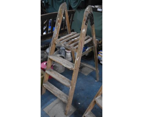 A Vintage Wooden Three Step Step Ladder 