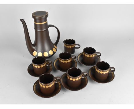 A Purbeck Pottery Coffee Set to Comprise Coffee Pot, Milk Jug, Six Coffee Cans and Six Saucers 