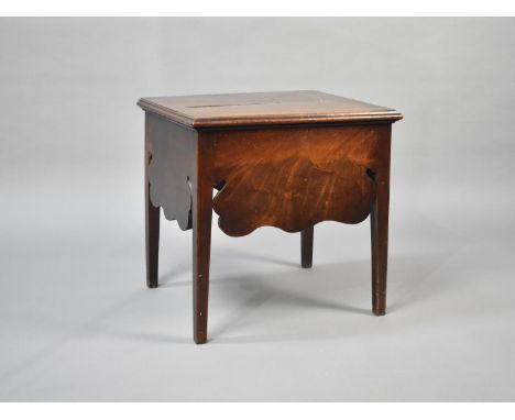 A 19th Century Mahogany Box Commode with Hinged Lid and Ceramic Liner, 49cms Wide 