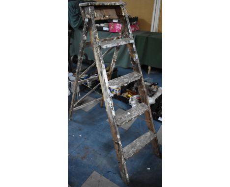 A Vintage Wooden Four Step  Step Ladder 