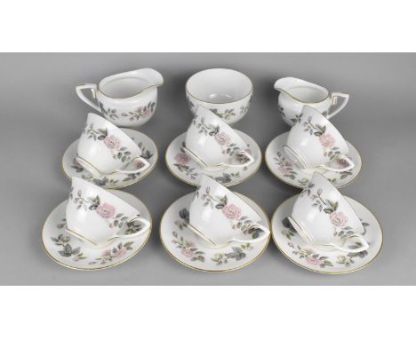 A Royal Worcester June Garland Tea Set to Comprise Six Cups, Six Saucers, Six Side Plates, Cream Jug, Milk Jug and a Sugar Bo