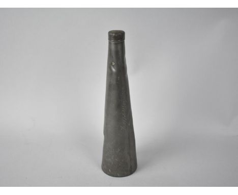 A Pewter Conical Hunting Flask by Broadhead and Co. Inscribed "Barttey" To Body, 24cms High 