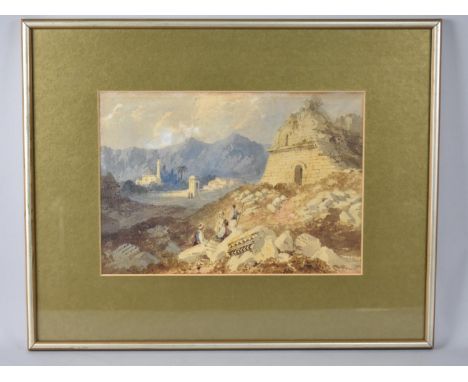 A 19th Century Watercolour by William Page, 1794-1872, 'Architectural Capriccio with Figures', 27x19cms 