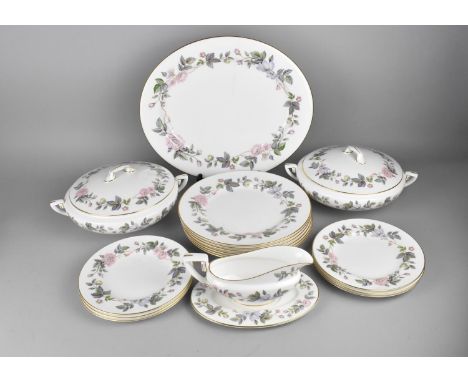 A Royal Worcester June Garland Dinner Service to Comprise Two Lidded Tureens, Six Large Plates, Six Small Plates, Oval Platte