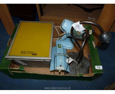A quantity of vintage electricals to include; hairdryer, light box, etc. 