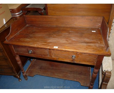 A Pine washstand with lower shelf. 42" x 19" x 34"