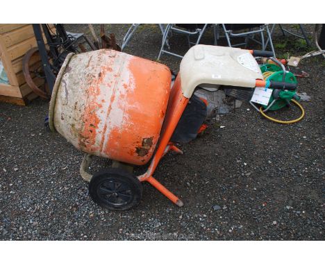 A Belle type (2010 model year) petrol engined Mini Mix Concrete Mixer with Honda GX120 overhead valve petrol engine, (engine 