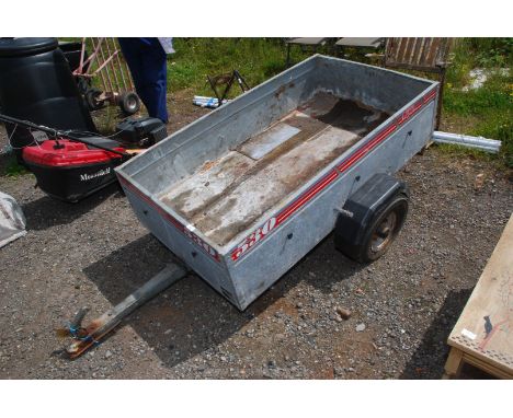 A galvanised single axle Caddy 530 trailer, 59" long x 34" wide.