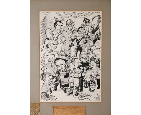 COIA ARR
"Field Day"
Signed, Ink and wash drawing of Scottish Artistic and Literary figures, 40cm x 27cm
First published in t