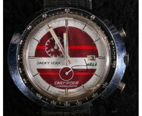 An Heuer Jack Ickx Easy-Rider chronograph watch, with white baton chapter and date aperture, circa 1972. CONDITION REPORT: We