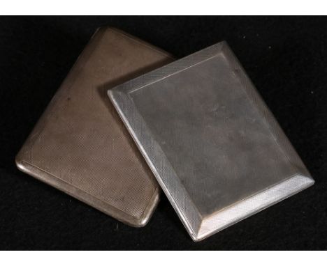 Two engine turned silver cigarette cases, 195 grams gross