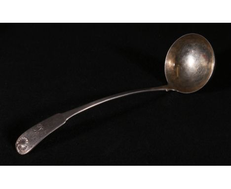 George IV silver shell and fiddle pattern soup ladle, Maker FH, Edinburgh 1820
