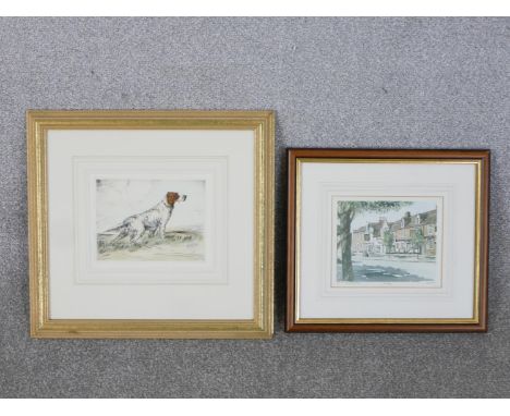 Two framed and glazed prints. Reuben Ward Binks, signed hand coloured engraving of an English Setter along with a signed prin
