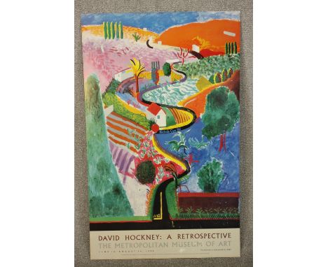 David Hockney: A Retrospective exhibition poster on card 1988, The Metropolitan Museum of Art 1988. H.98 W.60cm.