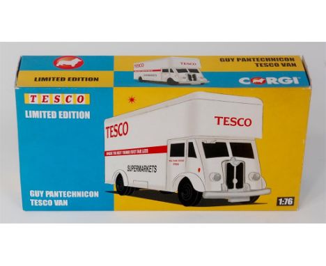 Corgi Toys, Guy Pantechnicon Tesco Van, 1/76th scale, white body with red and black Tesco livery and sign writing, limited ed