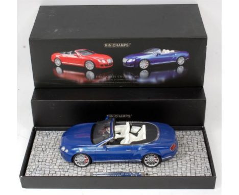 Minichamps 1/18th "First Class Collection" Bentley Continental GT Convertible, finished in metallic blue, limited edition 50/