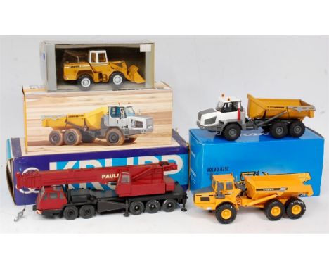 Conrad and Motorart 1/50th scale construction vehicle group, 4 boxed examples to include Conrad No.3070 Krupp 80 GMT "Paule" 