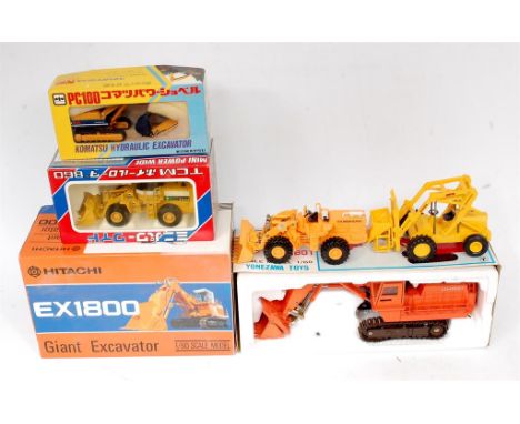 Collection of Japanese Construction Diecast Vehicles, to include Diapet K-56 Hitachi UH801 Hydraulic Excavator (NM-BVG), a pl