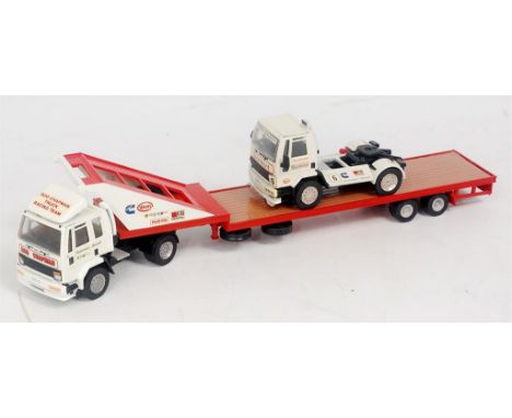 Alan Smith Auto Models 1/48th scale white metal hand built model of a Racing Truck Flatbed and Truck Load, comprising of late