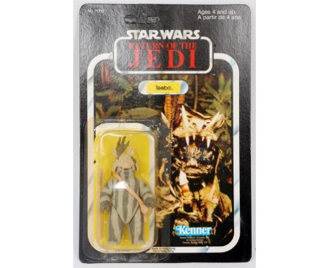 Kenner Star Wars Return of the Jedi Teebo 3 3/4" vintage figure, on the original 65A un-punched backing card, some yellowing 