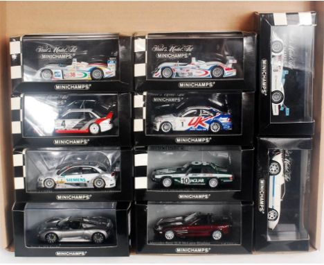 Minichamps 1/43rd scale Racing and Roadster Group, 10 cased examples, mixed vehicles to include 2004 Ford GT, Audi R8 Petit L