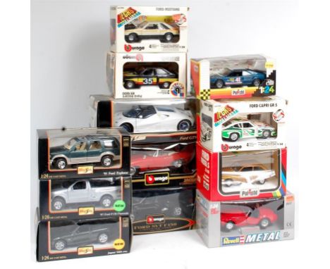 Maisto, Burago, Polistil and Revell mixed scale diecast group, to include Revell 1/24 Shelby 427 Cobra, Maisto Ford F150 Flar