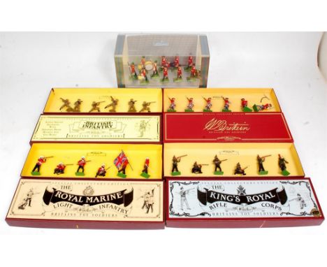 Britains Modern Release Figure Group, 5 boxed or cased examples, to include 8803 British Infantry, No.8808 The Royal Marine L