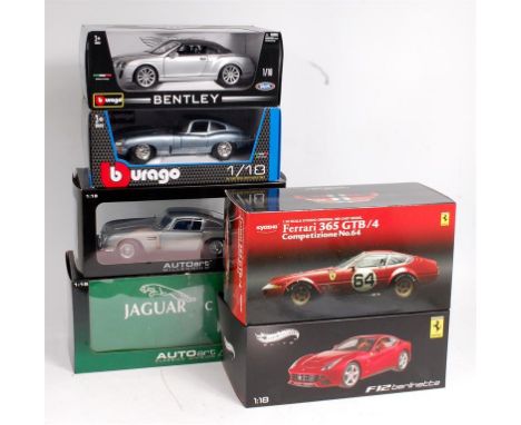 Auto Art, Kyosho, Burago and Hot Wheels 1/18th scale group, 6 boxed examples, some examples loose in boxes, to include Kyosho