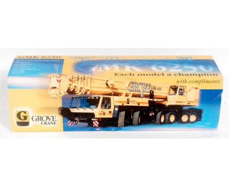 Conrad No.2091 1/50th scale diecast model of a Grove GMK 6250, 250T 6-Axle Crane, finished in yellow and black with Grove Liv