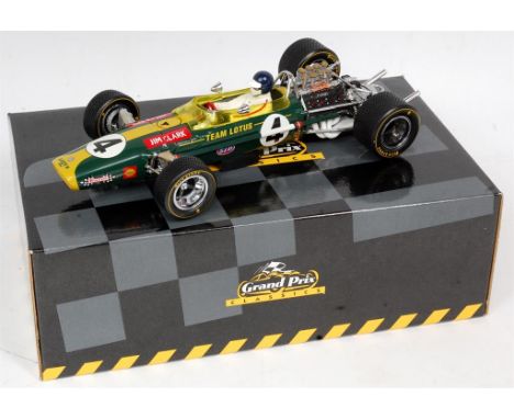 Exoto Grand Prix Classics, 1/18th scale diecast model of a Lotus Ford Type 49B "Team Lotus Jim Clark, RN4", appears as issued