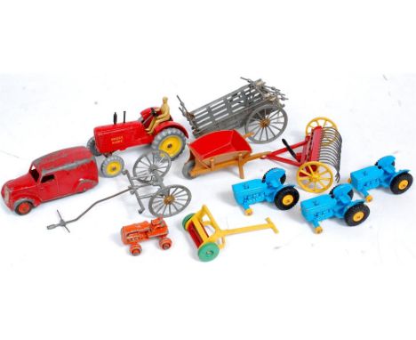 Lead and Diecast Farm related vehicle and accessories group, mixed manufacturers to include Britains, Dinky and Matchbox, exa